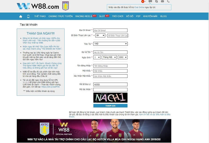 W88 - Nhà cái đẳng cấp số 1 tại thị trường Châu Á 3 huong-dan-dang-ky-thanh-vien-ta-w88