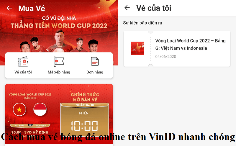 Cách mua vé bóng đá online trên VinID nhanh chóng