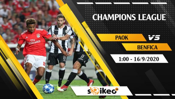 Soi kèo PAOK vs Benfica vào 1h ngày 16/9/2020