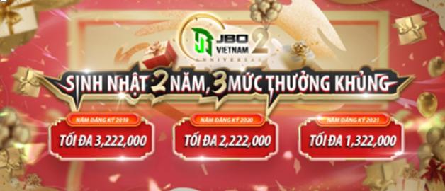 JBO Việt Nam – Sinh Nhật 2 năm – Ngập tràn niềm vui, và nhiều quà thưởng hấp dẫn 